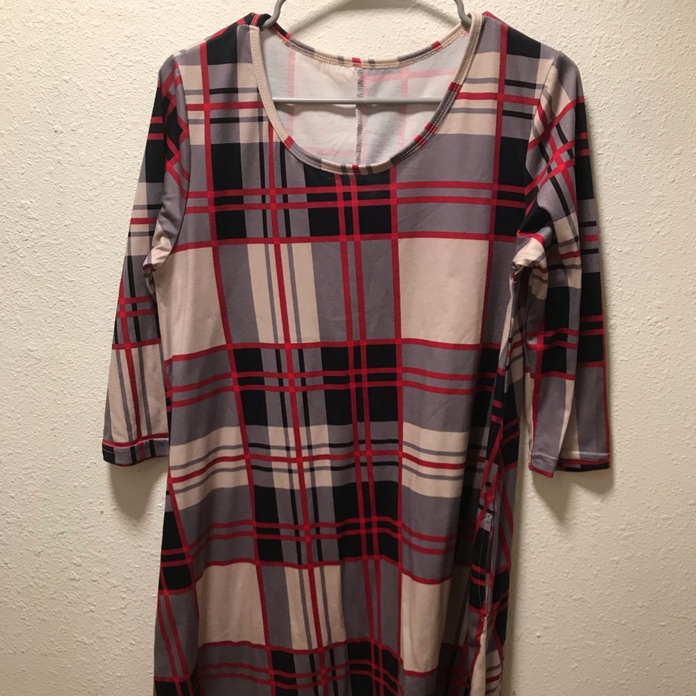 Plaid Magenta Black Long Shirt